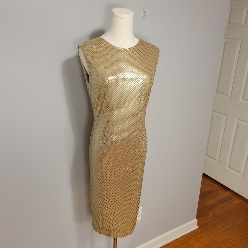 Ralph Lauren Purple Label Donelle Metallic Jersey Cocktail Dress Size 4 $4,990